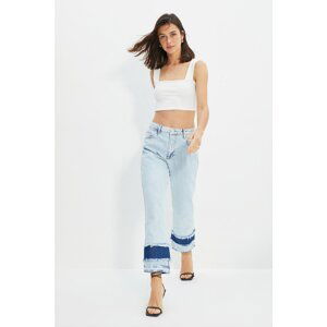 Trendyol Blue Leg Detailed High Waist Straight Jeans