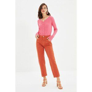 Trendyol Brown Waist Detail High Waist Straight Jeans