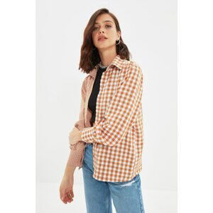 Trendyol Camel Plaid Shirt