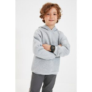 Trendyol Gray Basic Hooded Raised Boy Knitted Thick Sweatshirt