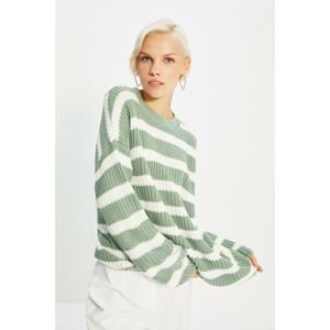 Trendyol Mint Oversize Striped Knitwear Sweater