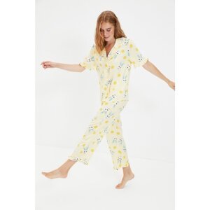 Trendyol Multicolored Rabbit Pattern Woven Pajamas Set