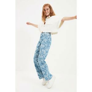 Trendyol Blue Printed High Waist 90's Wide Leg Jeans