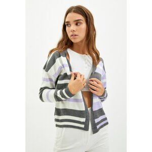 Trendyol Anthracite Striped Knitwear Cardigan