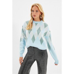 Trendyol Light Blue Geometric Jacquard Knitwear Sweater