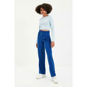 Trendyol Indigo High Waist Stragiht Fit Knitted Sweatpants