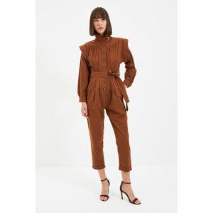 Trendyol Brown Belted Buttoned Jumpsuit