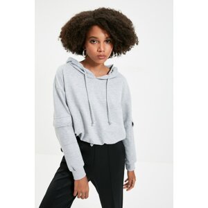 Trendyol Gray Pocket Detailed Knitted Sweatshirt