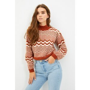 Trendyol Taba Jacquard Knitwear Sweater