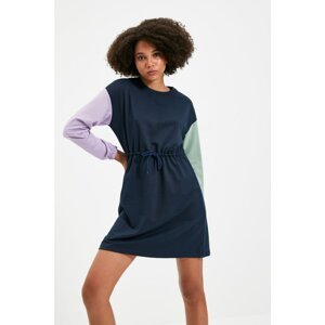 Trendyol Navy Blue Color Block Knitted Slim Sweat Dress