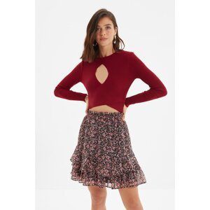 Trendyol Claret Red Cut Out Detailed Knitwear Sweater