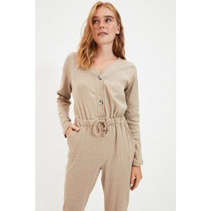 Trendyol Beige Camisole Knitted Overalls