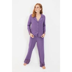 Trendyol Lilac Lace Detailed Woven Pajamas Set