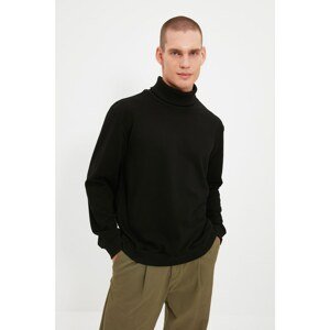 Trendyol Black Men's Regular/Real fit Turtleneck Collar Basic Thick Cotton Sweatshirt