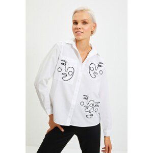 Trendyol White Embroidered Shirt