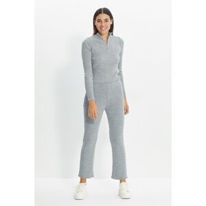 Trendyol Gray Zipper Detailed Sweater Pants Knitwear Bottom-Top Suit