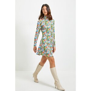 Trendyol Multicolored Floral Stand Up Collar Knitted Dress
