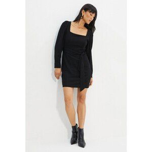 Trendyol Black Belted Square Collar Dress