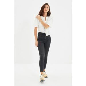 Trendyol Black Buckled High Waist Skinny Jeans