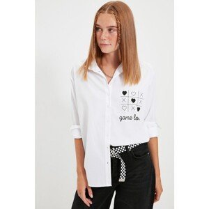 Trendyol White Embroidered Shirt