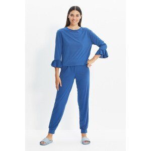Trendyol Blue Knitted Pajamas Set