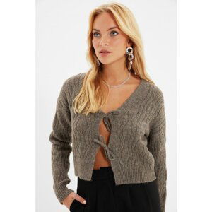 Trendyol Gray Tie Detailed Knitwear Cardigan