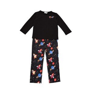 Trendyol Black Printed Girls Knitted Pajamas Set