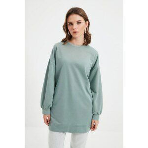 Trendyol Green Crew Neck Zipper Back Sweatshirt