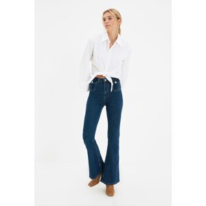 Trendyol Blue Pocket Detailed High Waist Flare Jeans