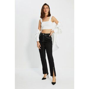 Trendyol Black Stitch Detail Slit High Waist Bootcut Jeans