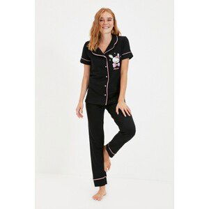 Trendyol Black Animal Printed Knitted Pajamas Set