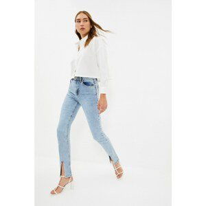 Trendyol Blue Slit High Waist Slim Fit Jeans