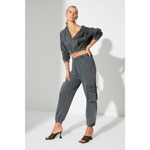 Trendyol Anthracite Wash Loose Jogger Knitted Sweatpants
