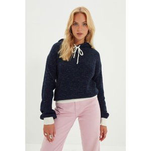 Trendyol Navy Blue Hooded Knitwear Sweater