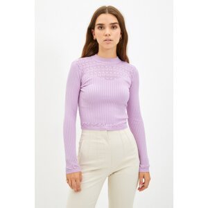 Trendyol Lilac Crew Neck Crop Knitwear Sweater