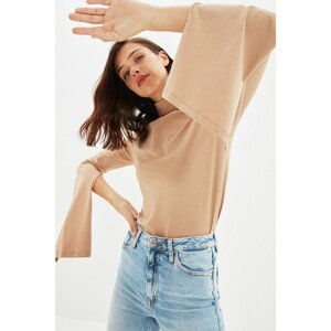 Trendyol Camel Sleeve Detailed Knitted Blouse