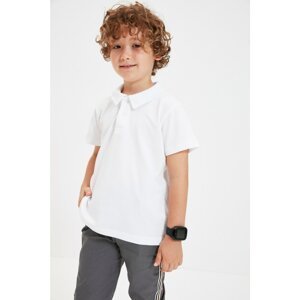 Trendyol White Boy Knitted Polo Neck T-shirt