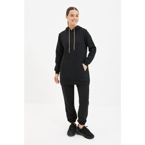 Trendyol Black Hooded Knitted Tracksuit Set