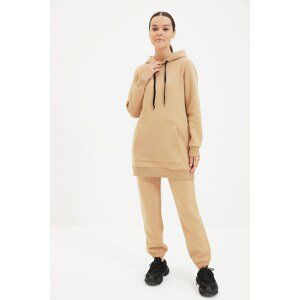 Trendyol Beige Hooded Knitted Tracksuit Set