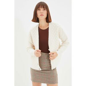 Trendyol Ecru V Neck Knitwear Cardigan