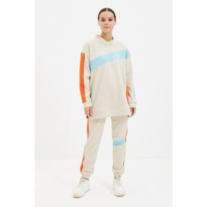 Trendyol White Color Block Knitted Tracksuit Set