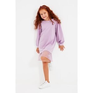 Trendyol Lilac Tulle Garnish Girl Knitted Dress