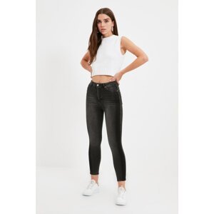 Trendyol Anthracite Color Block High Waist Skinny Jeans