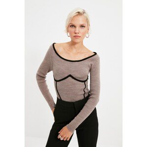 Trendyol Mink Striped Knitwear Sweater