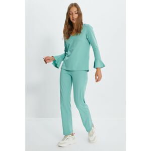 Trendyol Green Sleeve Detailed Knitted Pajamas Set