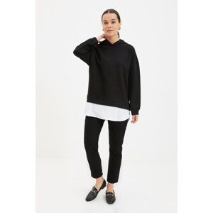 Trendyol Black Hooded Bottom T-shirt Pull-Out Knitted Sweatshirt