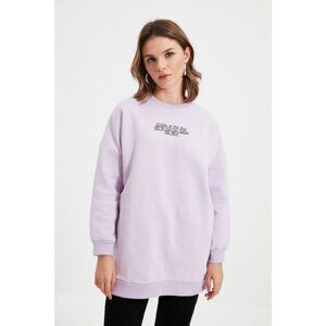Trendyol Lilac Back Printed Knitted Pile Sweatshirt