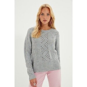 Trendyol Gray Openwork Knitwear Sweater