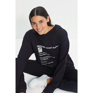 Trendyol Black Printed Sweatshirt