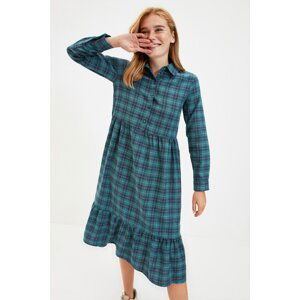 Trendyol Khaki Checked Ruffle Dress